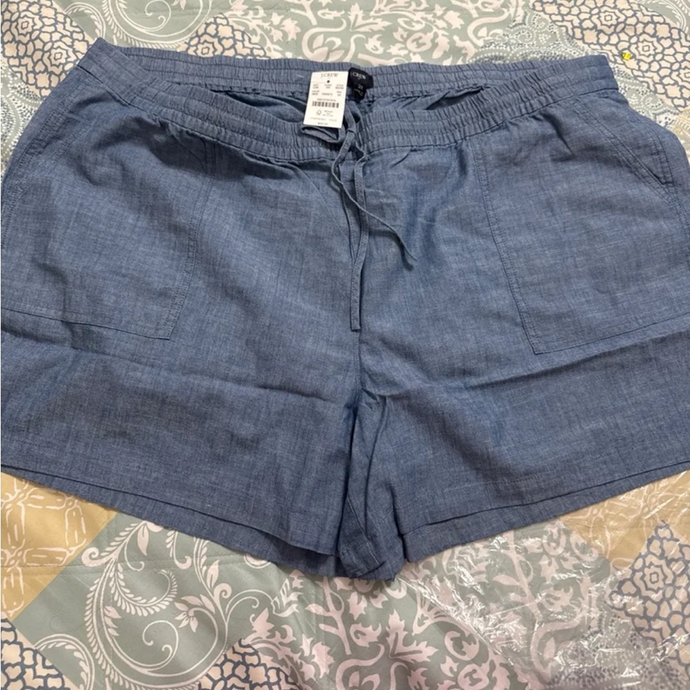 Cotton Drawstring Blue Chambray Shorts 3X J.Crew - Picture 2 of 7